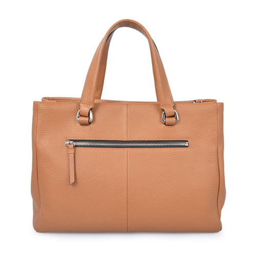 Young Women Leather Handbag Tan Color Shopping Bag