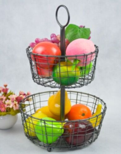 2-Tier Iron Wire Basket Fruit basket metal wire fruit basket