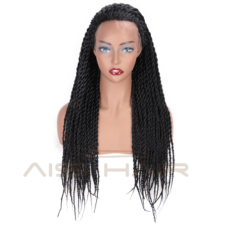 Aisi Hair Heat Resistant Synthetic Fiber Lace Front Twists Braids Wig Lace Front Long Braiding Wigs for Black Women