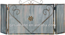 3 fold fireplace screen,black with gold drawing