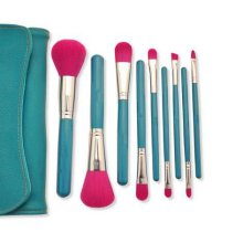 9pcs neon colored hair make up brush set