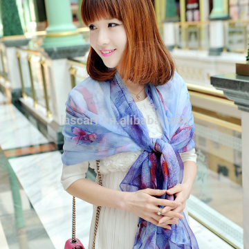 2016 fashion design newest style woman noble digital printed silk shawl(SP263L)