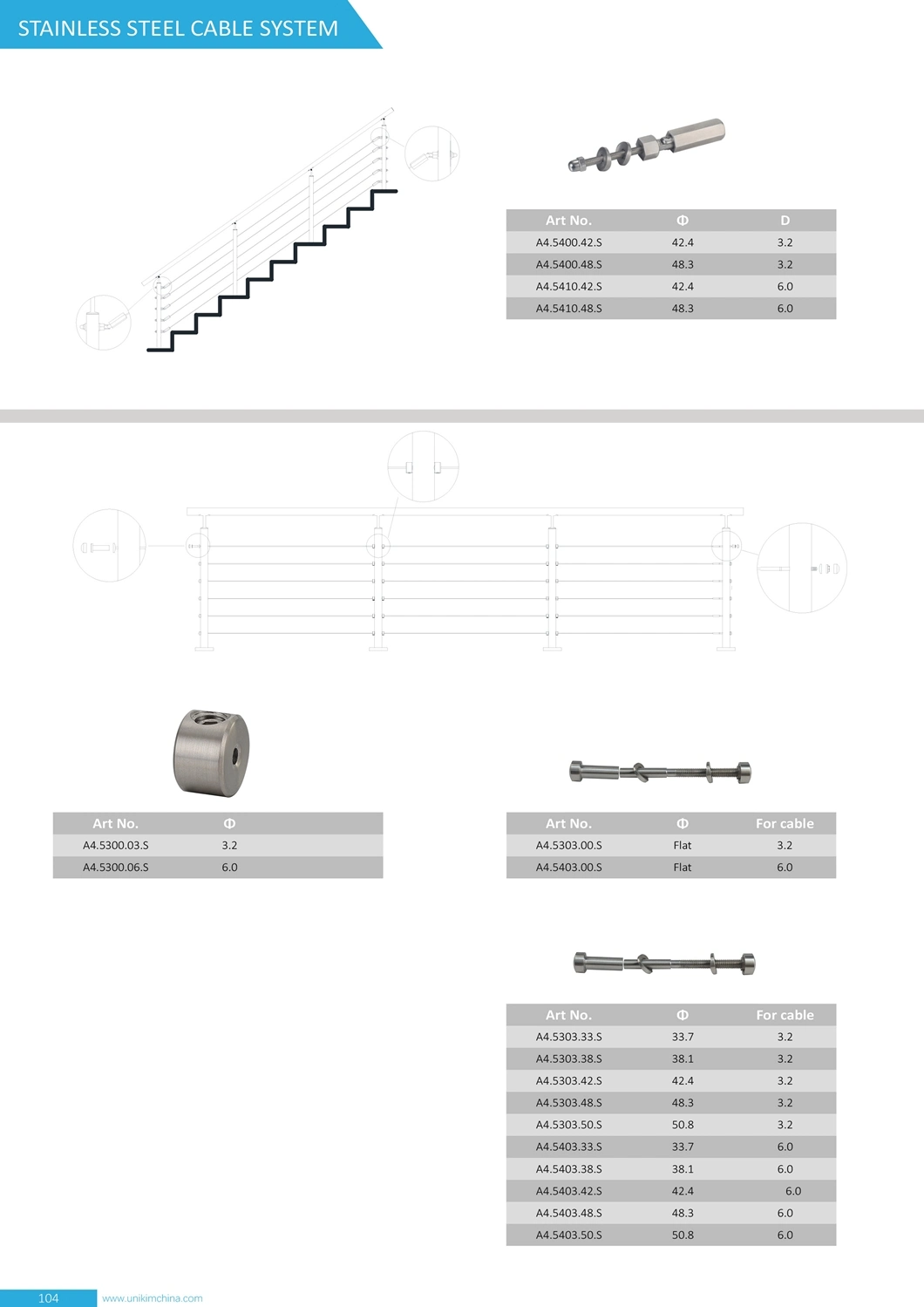 Stainless Steel Cable Railing Fitting for Wire Rope System