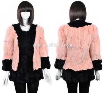 YR776 Designer style pink Rex rabbit fur girls coat
?