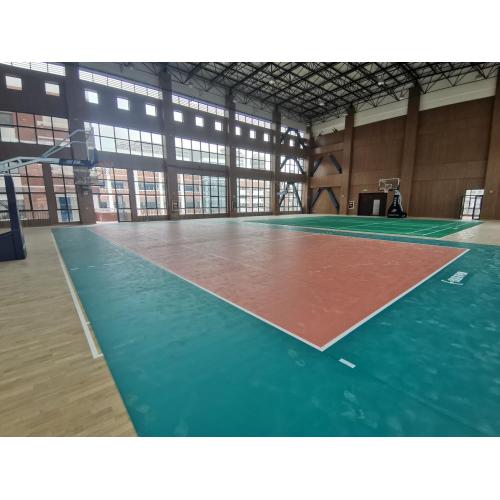 Podłogi sportowe Litchi Pattern Indoor Badminton Court Sport Vinyl Flooring Roll 3,5 4,5 zielony czerwony szary kolor