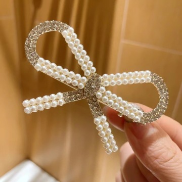 Children's Pearl Bow Hairpin Metal Hairpin