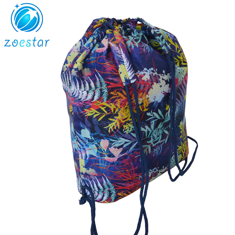 Shape-changeable Drawstring Shoulder Bag with Front Zipper Pocket Multi-purpose Bag