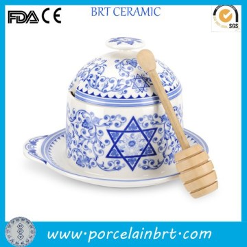 Spode polish decorate custom porcelain Honey Pot wholesale                
                                    Quality Assured