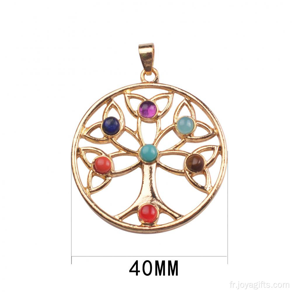 Pendentif de Chakra arbre Charm en acier inoxydable pour Noël