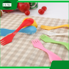 children knife fork spoon 3 in 1 kids portable plastic tableware