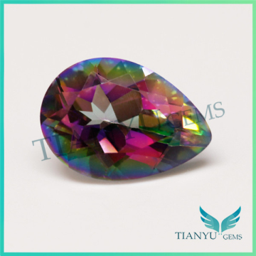 High quality pear cut rainbow color cubic zircon stone fashion jewelry loose stone
