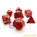 Bescon Deluxe Glossy Black and Fire Red Enamel Solid Metal Polyhedral Role Playing RPG Game Dice Set of 7 w/ Free Drawstring Bag