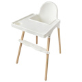 Chaise haute en bois avec pieds réglables pour enfants