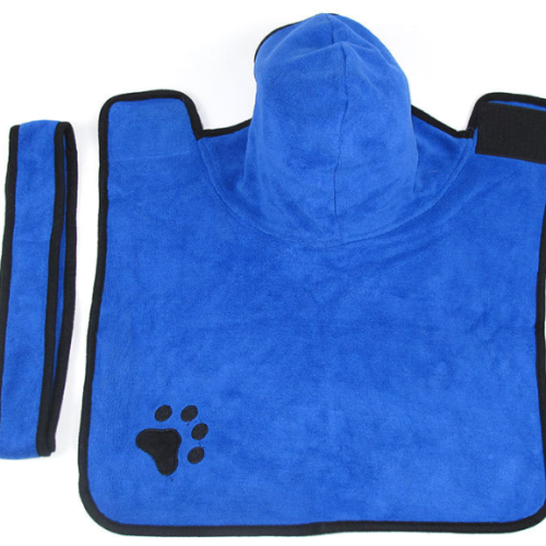 Blue Big Microfiber Absorbent Dog Bathrobe