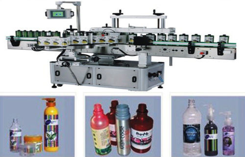 Double Sides Automatic Labeling Machine / Cosmetic Making Machine For Round &amp; Flat Bottles