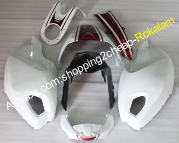 White and Red Ducati 696/796/795/M1000/M1100 Motorcycle Fairings Parts 2009-2013