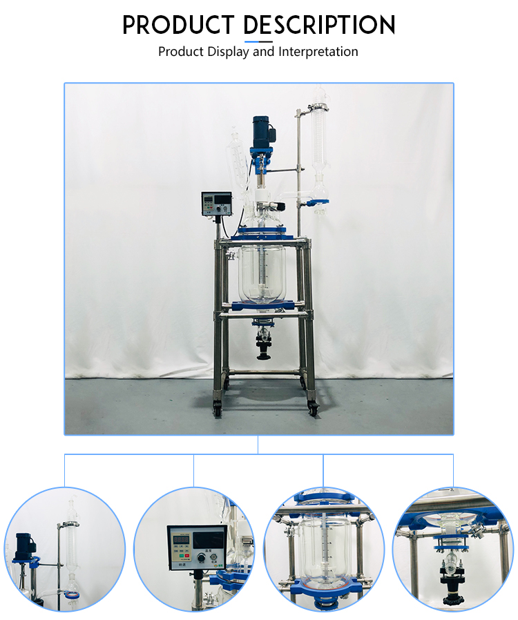 Manufacturer Direct Selling 10L Chemical Lab Equipment Jacketed Glass Reactor