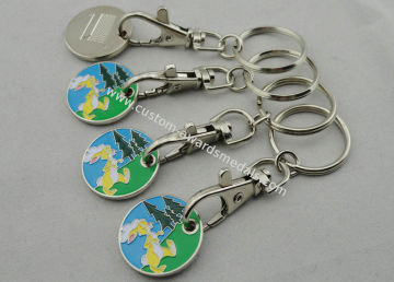 Zinc Alloy, Aluminum, Iron Rabbit Trolley Coin With Key Chain, One Euro Coin