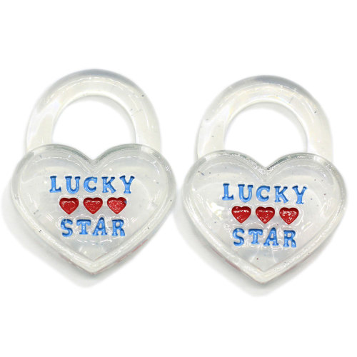 Kawaii Lucky Hearts Star Flatback Résine Transparent Serrure À Clé Simuler BRICOLAGE Artisanat Clé Pendentif Boucle D&#39;oreille Porte-clés Accessoires