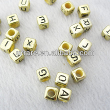 Wholesale Gold Square Shape Alphabet Letter Plastic Loosely Beads
