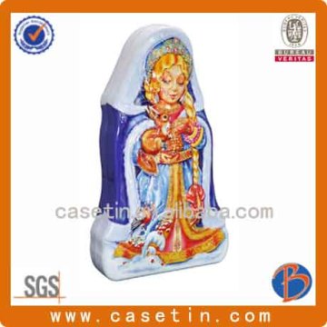 wholesale christmas cookies tin, custom metal box, santa tin box with embossed ase