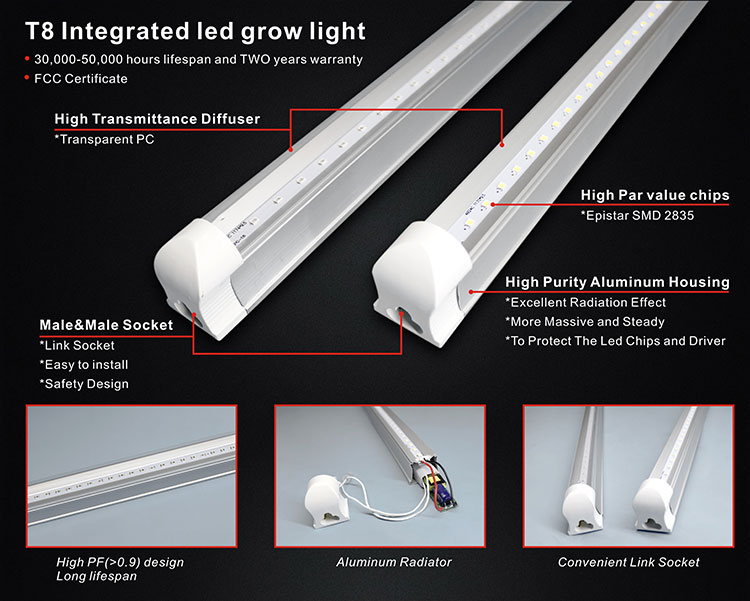 T8 Integrated LED Grow Tube Light