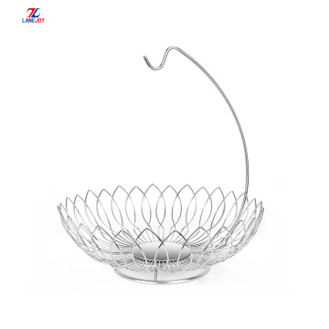 Stainless Steel Kitchen Fruit Basket With Banana Hanger