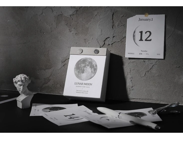 Lunar Moon Printing Design Retro Tearable Daily Calendar