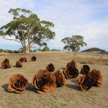 Home or garden decor stainless steel rose flower sculpture