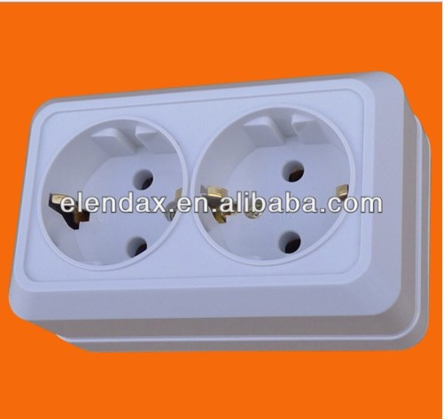 European Style Surface Mounted Double Socket Outlet with Earth (S1210)