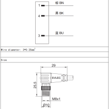M8 male angled connector 3 pin open end