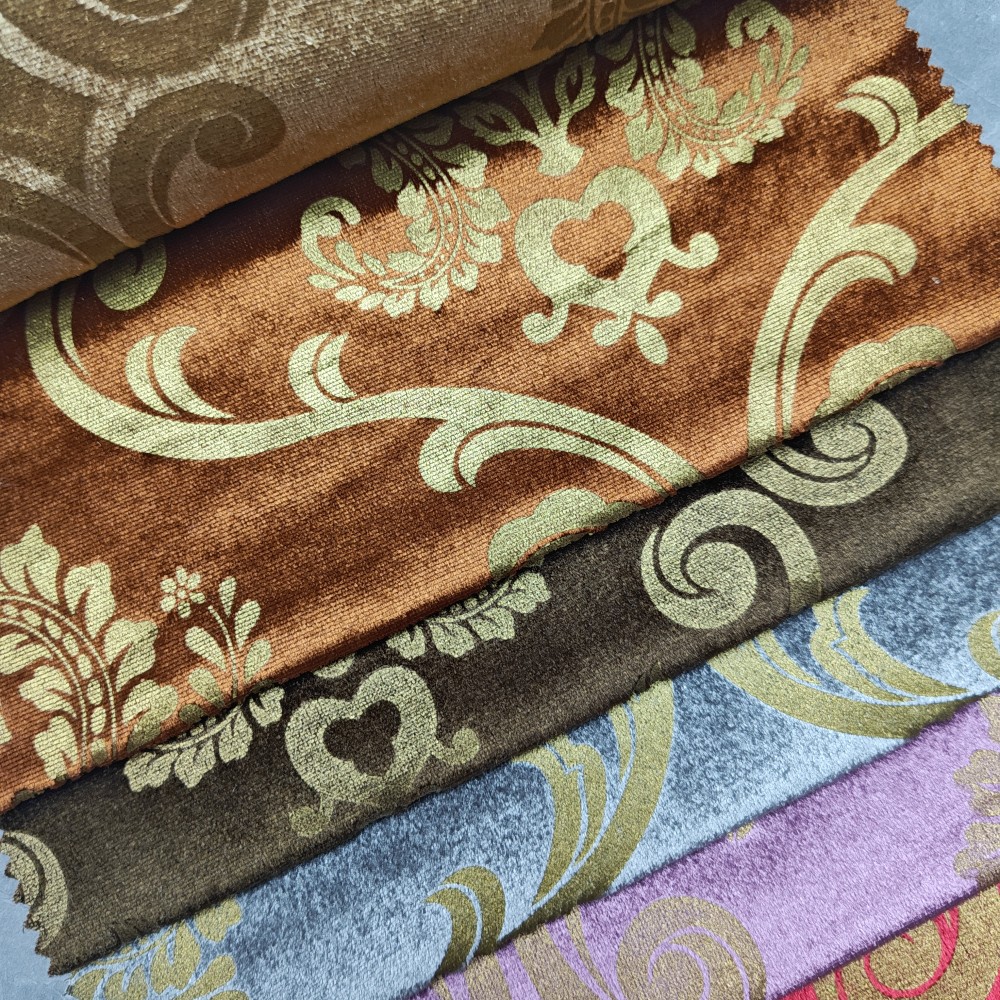 پارچه مخملی رنگارنگ رویال گل ژاکارد Colorful Royal Floral Jacquard Velvet Fabric