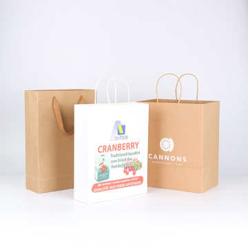 custom flat bottom kraft paper bag with handle