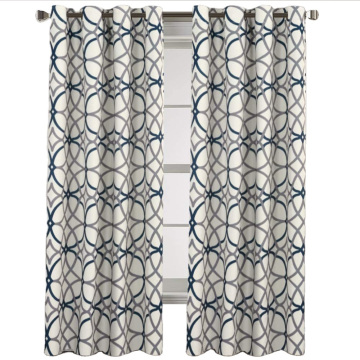 Geo Pattern Printed Grommet Curtain Drapes