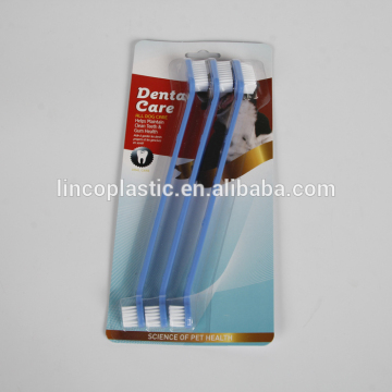 Double head plastic tooth brush pet tooth brush