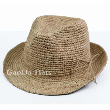 wholesale raffia straw fedora hat