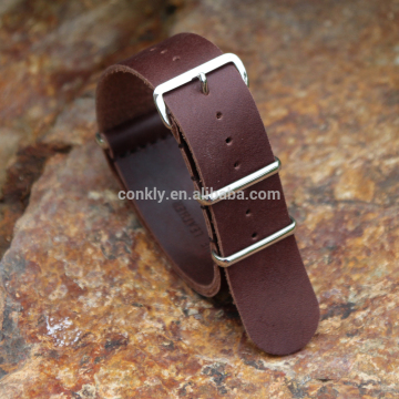 Brown genuine leather nato watch strap factory from CONKLY
