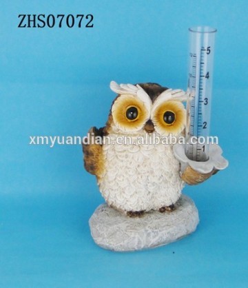 owl Rain Gauge With Glass Tube