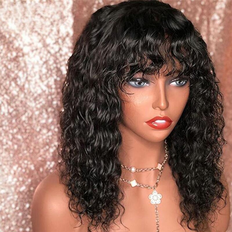 ISEE Hot Sale Human Hair Wigs With Bangs Fringe Wig Glueless Cheap Brazilian Remy Wig Can Be Dye