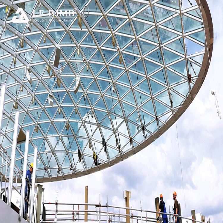 Prefabricated Steel Structure Space Frame Glass Roof Skylight Metal Mosque Domes