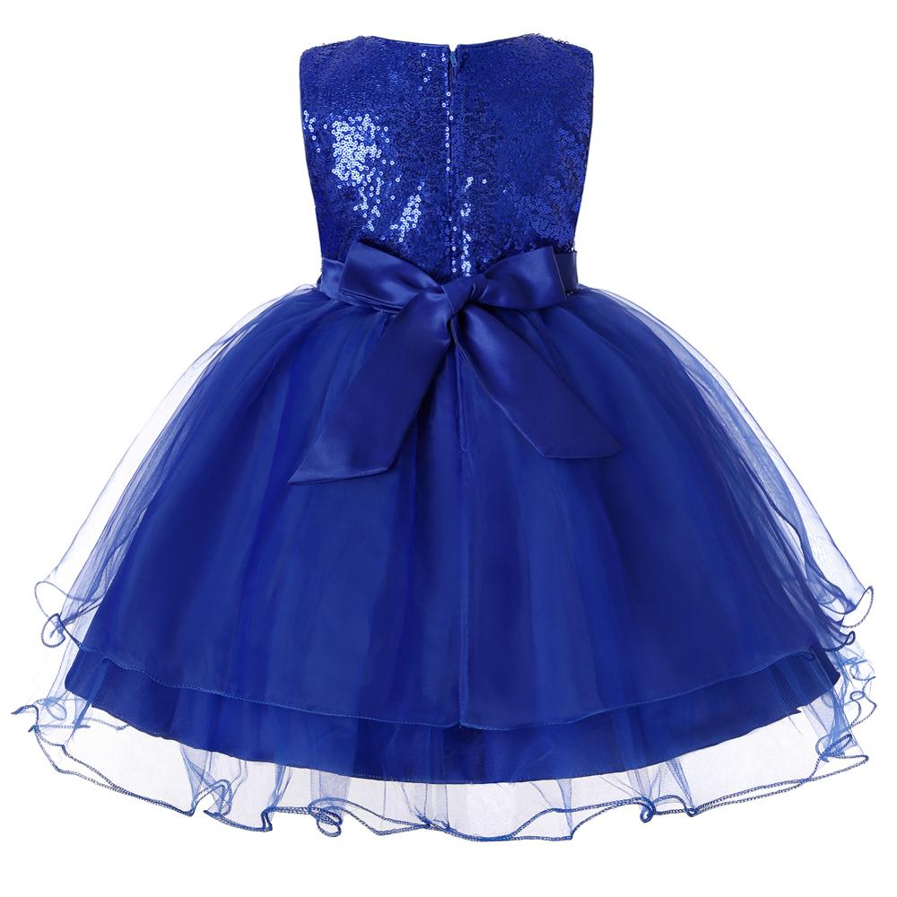 Hot Selling Wholesale Children Kids Girls Boutique Clothing Bowknot Sleeveless baby girl party Sequins dress with flowers