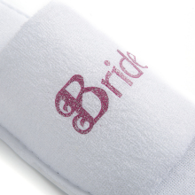 Terry cloth slipper with one color print logo