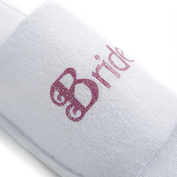 Terry cloth slipper with one color print logo