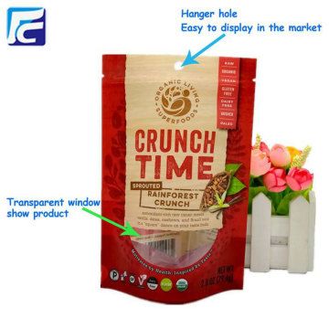 Customized stand up ziplock plastic cashew nut bag