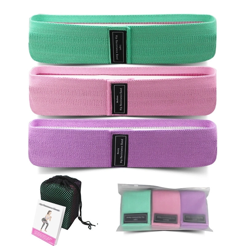 Wholesale Fabric +Latex Resistance Band 3PCS Hip Circle Band with Mesh Bag