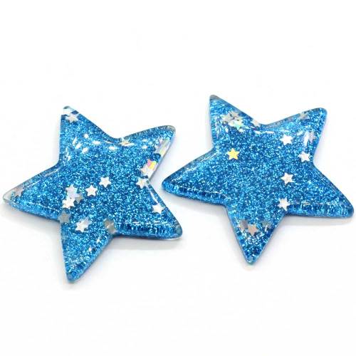 Heißeste Harz Flatback Pentagramm Perle Cabochon Glitter Fünfzackiger Stern Diy Deco Party Hochzeitsdekoration Schmuckherstellung