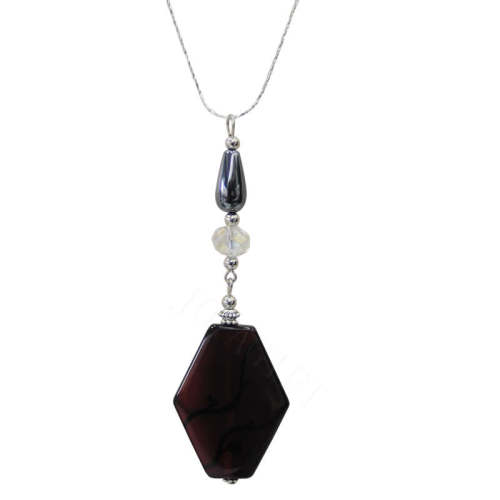 Natural Gemstone Agate Necklace with Silver Chain