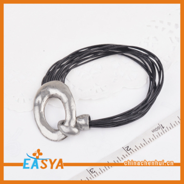 Fine String Rope Wrap Leather Bracelet Clasp