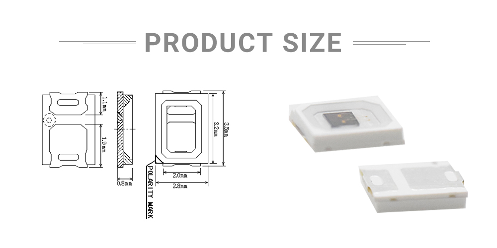 Size of 2835IRC145L42I1A Infrared LED 1450nm High Power 3W IR LED