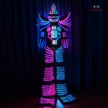 Active Demand Led Luminous Lights Clothing Neon Glow Robot Costume DJ Stilt Walker Dance Costumes